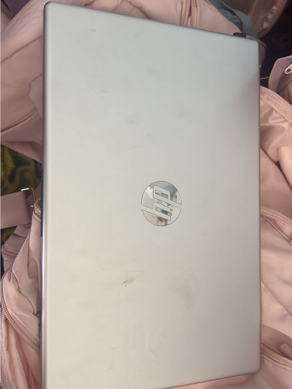 HP Silver Laptop with Metallic HP Logo